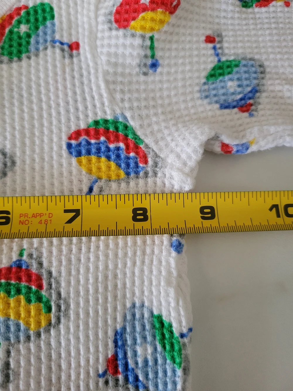 Vintage 90s Carters Waffle Knit Baby Sleeper Primary Spinning Tops NWOT M 3-6M